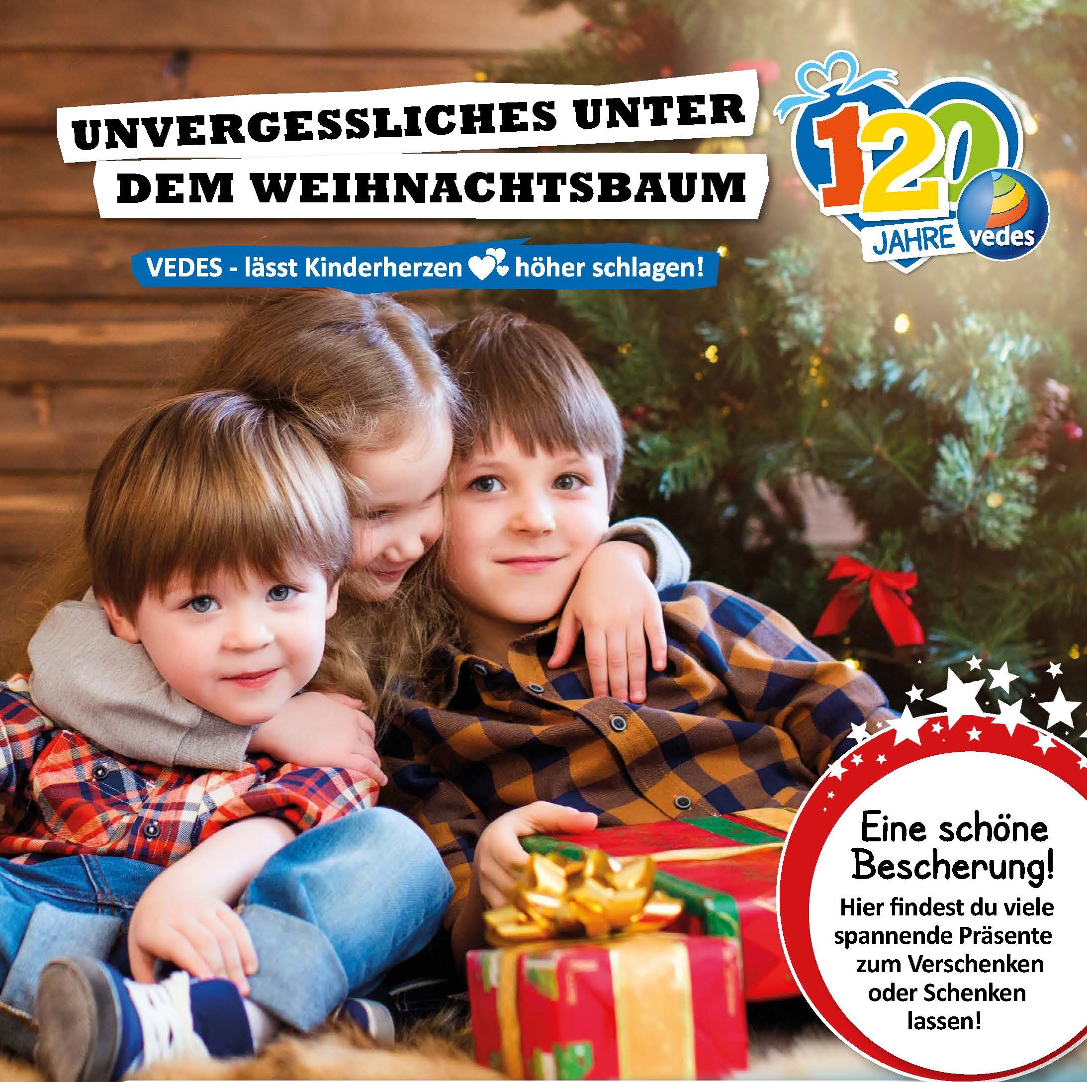 Weihnachtsbild mit lachenden Kindern